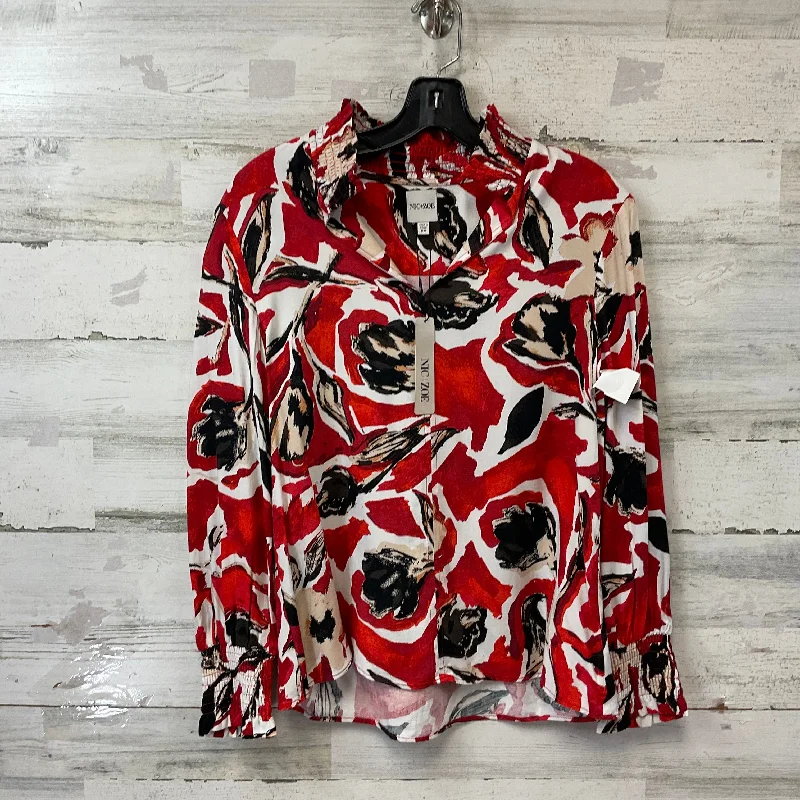 Blouse Long Sleeve By Nic + Zoe In Red, Size: Petite   XS