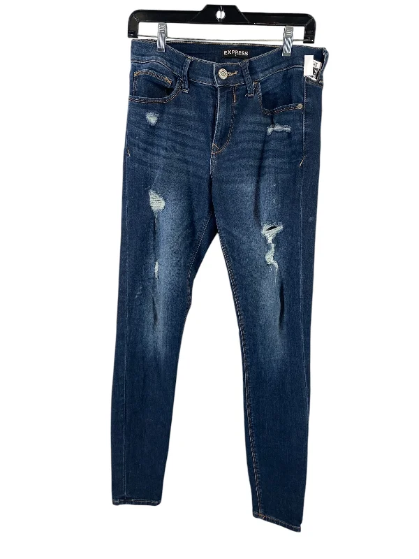 Jeans Skinny By Express In Blue Denim, Size: 4