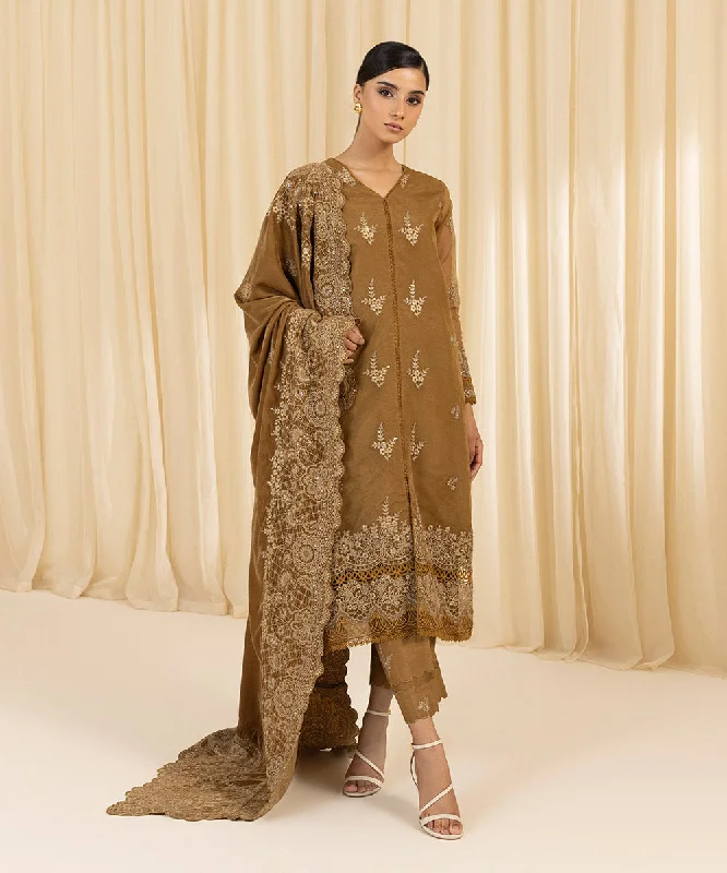 3 Piece -  Embroidered Organza Suit