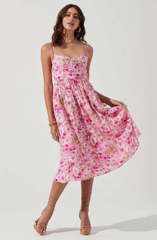 Ferreira Floral Bustier Midi Dress